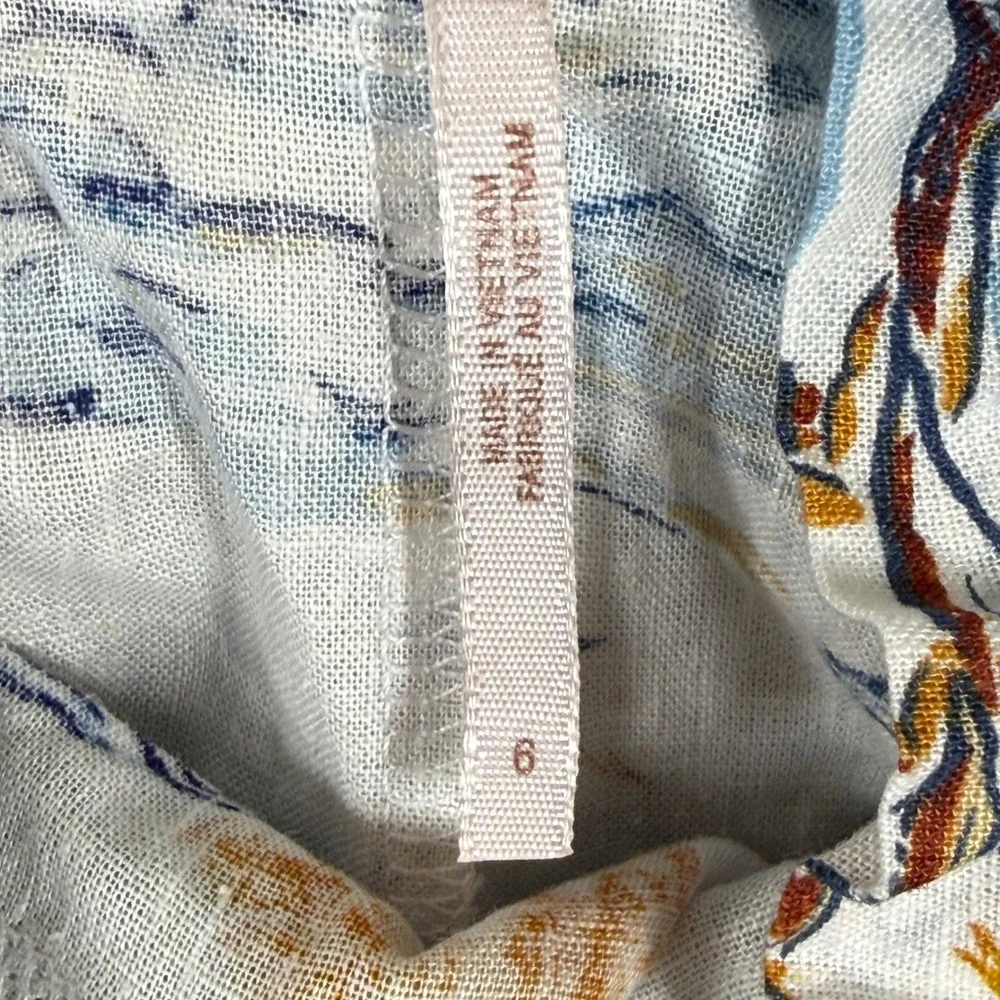 Free People Tropical Flamingo Hawaiian Print Maxi Dress White Blue‎ Size 6